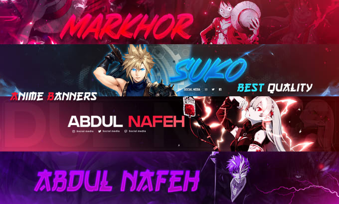 Gig Preview - Design anime banner header for youtube kick twitch discord