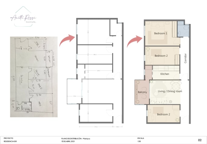 Gig Preview - Draw and design a floor plan from sketch