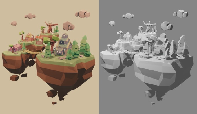 Gig Preview - Make a 3d lowpoly asset using belender