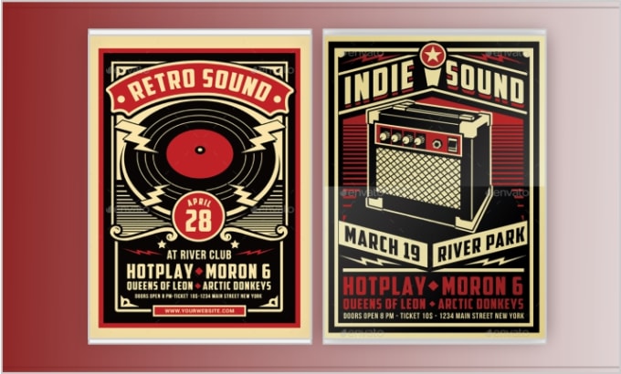 Gig Preview - Design retro vintage minimalist movie, film, music or event poster or flyer