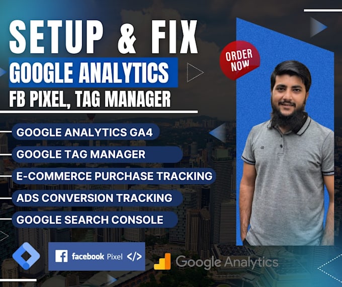 Gig Preview - Setup google analytics 4, tag amnager, looker dashboard  free ga4 report