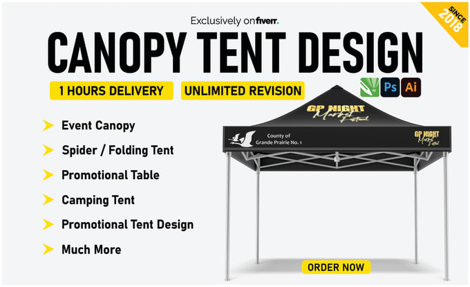 Gig Preview - Design custom tent, table cover, flag and canopy tent in 1hr