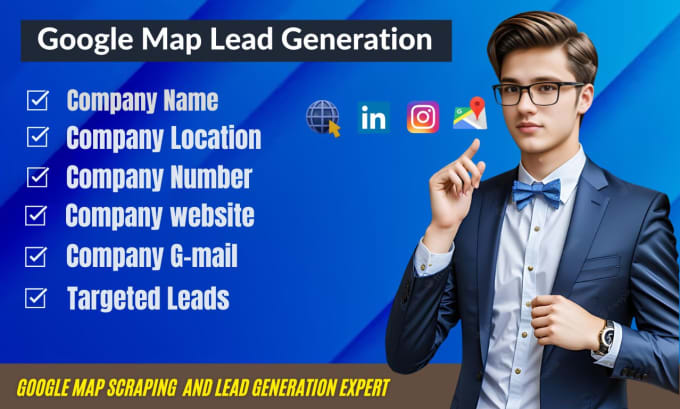 Gig Preview - Do highly targeted google maps lead generation and b2b linkedin lead generation