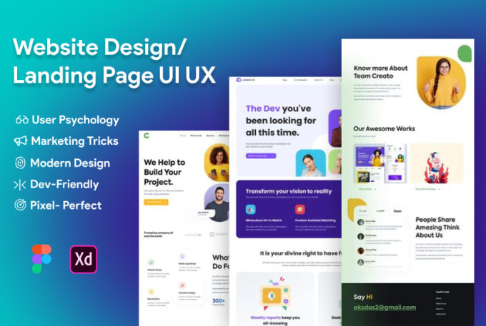 Gig Preview - Do figma landing page UI UX, website prototype and homepage design