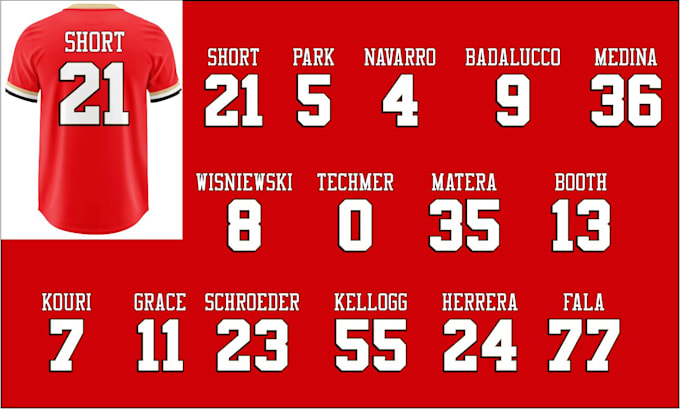 Gig Preview - Design any name and number for hockey, baseball,  football, custom font, mockups