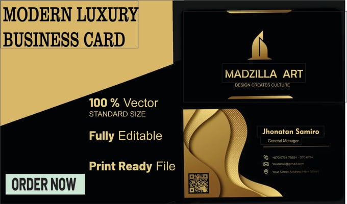 Luxury Business Card Design with Golden Lines – GraphicsFamily