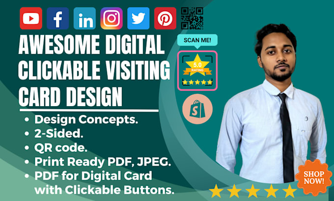 Gig Preview - Create an awesome digital visiting card design