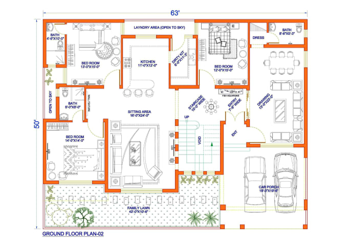 Gig Preview - Draw professional floor plan and house plan using autocad