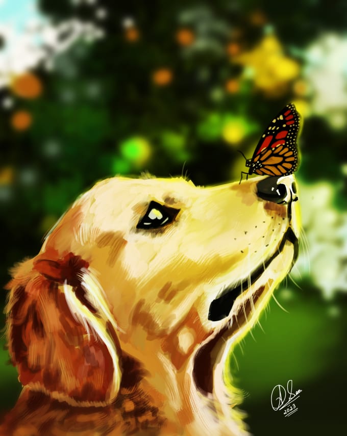 Gig Preview - Digital paint your dog, cat or any pet portrait