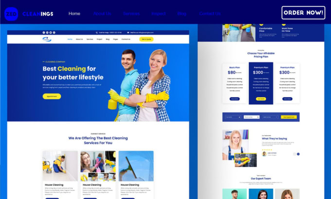 Gig Preview - Design house cleaning website, office cleaning website with booking