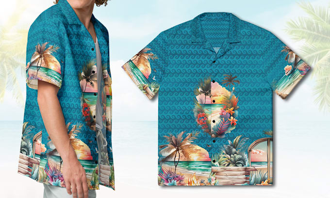 Gig Preview - Create tropical summer, hawaiian, floral, pattern, beach shirt