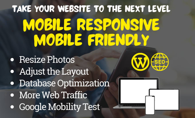 Gig Preview - Do wordpress website mobile responsive, friendly, pagespeed insights