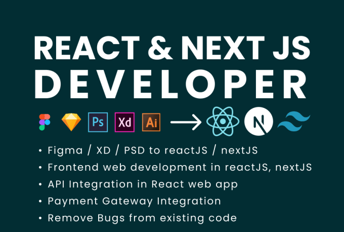 Gig Preview - Develop figma, psd to reactjs, nextjs, or tailwindcss responsive website