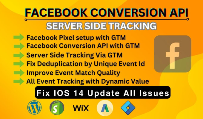 Gig Preview - Fix or setup facebook pixel API with GTM server side tracking and tiktok pixel