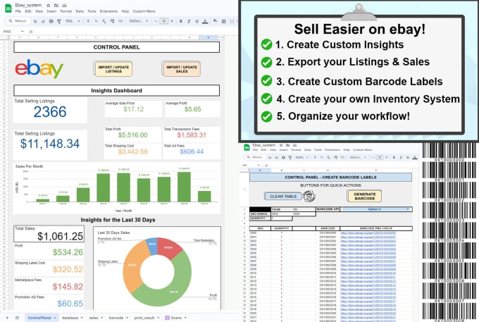 Gig Preview - Create custom google sheet systems for ebay inventory