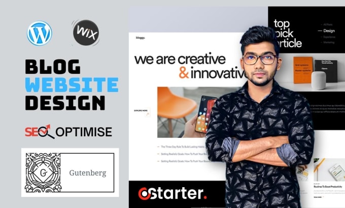 Bestseller - build responsive blog site with wordpress, gutenberg and wix