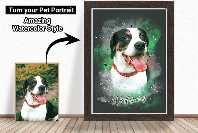 Gig Preview - Create amazing all pet portrait watercolor style