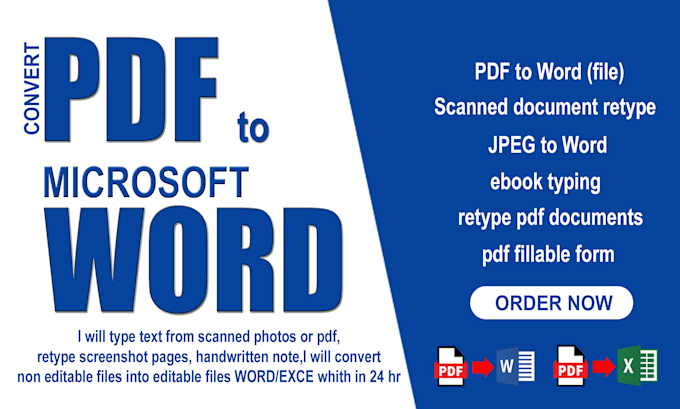 Gig Preview - Convert pdf to word, and retype your scanned documents into ms word