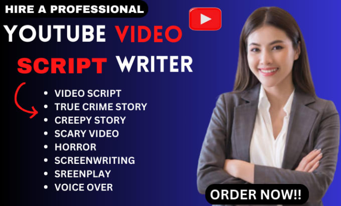 Gig Preview - Write a professional youtube video and movie script, horror, true crime script