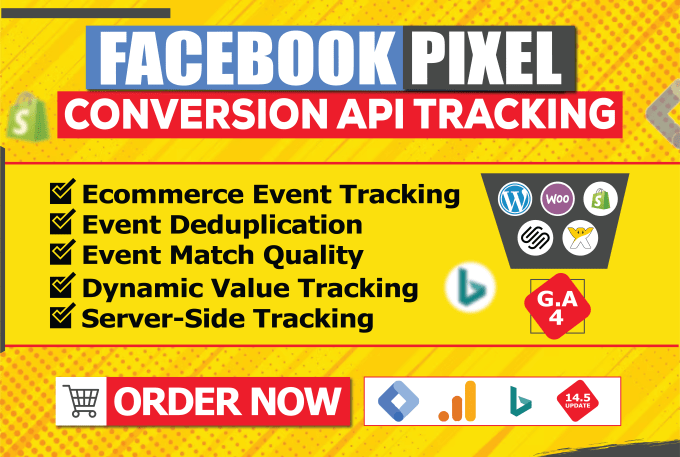 Gig Preview - Setup facebook pixel conversion API google analytics ga4 server side tracking