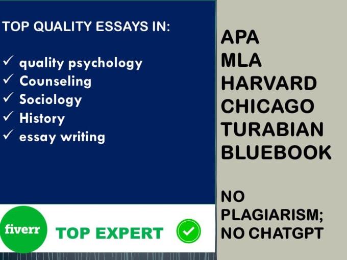 Gig Preview - Write quality psychology essays, counseling, sociology, history, essay writing