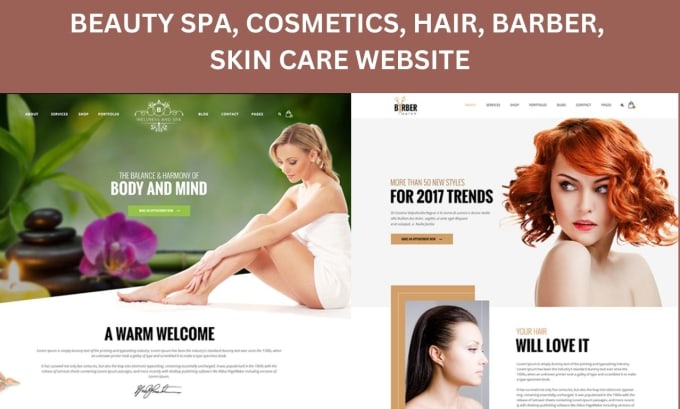 Gig Preview - Design beauty salon cosmetics spa skin care website hair extension makeup store