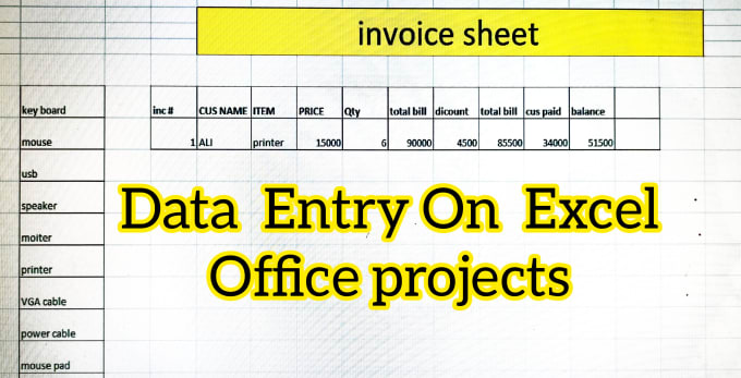 Bestseller - do data entry on excel,typing, do office projects