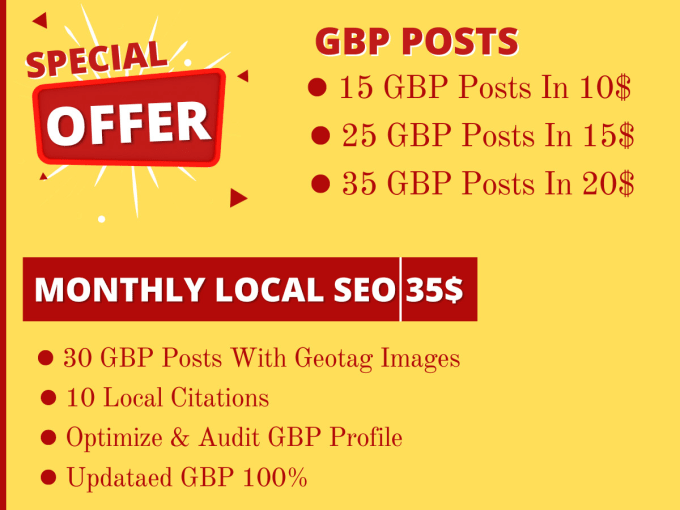 Gig Preview - Do gbp post and monthly local seo gmb