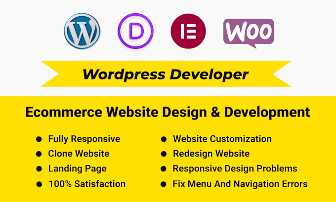 Gig Preview - Build woocommerce website, wordpress site with elementor pro divi