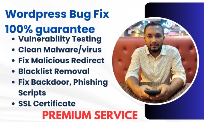 Gig Preview - Remove wordpress malware removal, fix hacked wordpress bug and install security