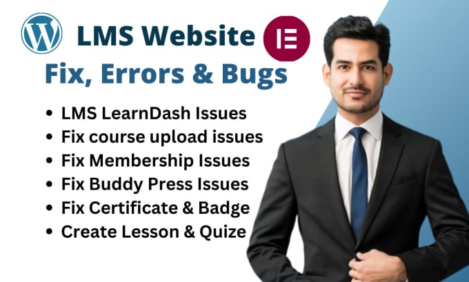 Gig Preview - Fix errors in wordpress lms website with learndash lms issues in 12 hours