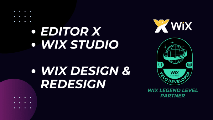 Gig Preview - Be you wix editor x studio designer or redesigner velo dev