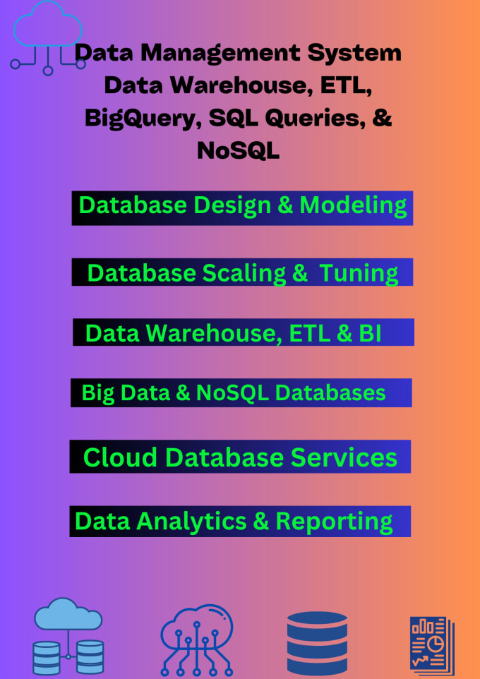 Gig Preview - Data warehouse, bigquery, etl, data analysis,  power bi dax, python, sql