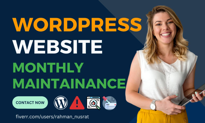 Gig Preview - Do monthly wordpress help, wordpress support, website maintenance and fix