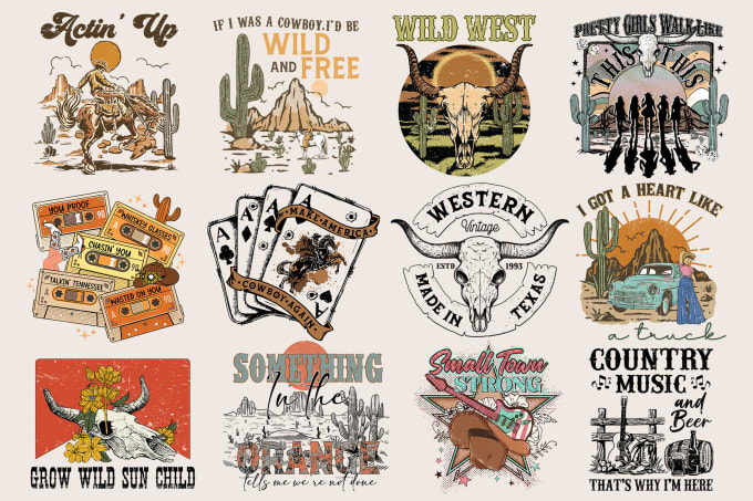 Gig Preview - Create a vintage western design, custom t shirt design