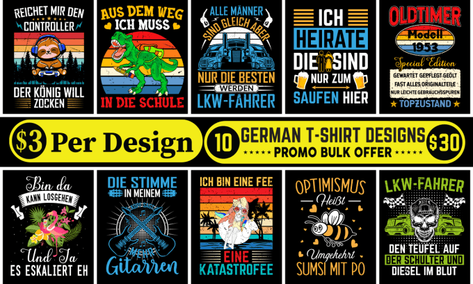 Gig Preview - Do custom german bulk t shirt for merch by amazon, redbubble or spreadshirt