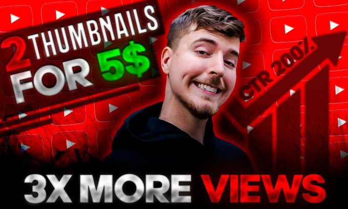 Gig Preview - Design 2 viral thumbnail youtube