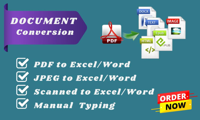 Gig Preview - Do PDF to word, handwriting to word, convert scan pdf to excel