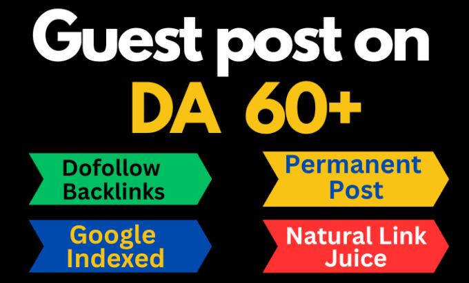 Gig Preview - Do guest posts on high da 60 sites with dofollow backlinks