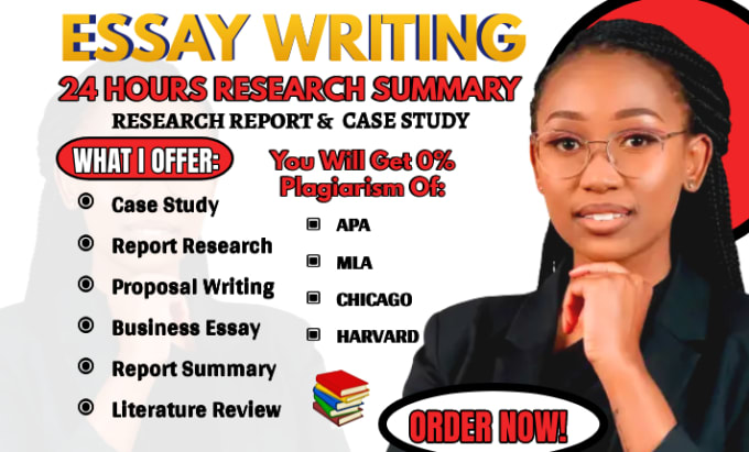 Gig Preview - Do urgent essay writing, case study, indepth report, research summary, and ebook