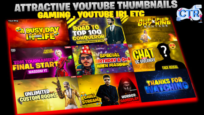 Gig Preview - Design attractive eye catchy youtube thumbnail in 5hrs delivery