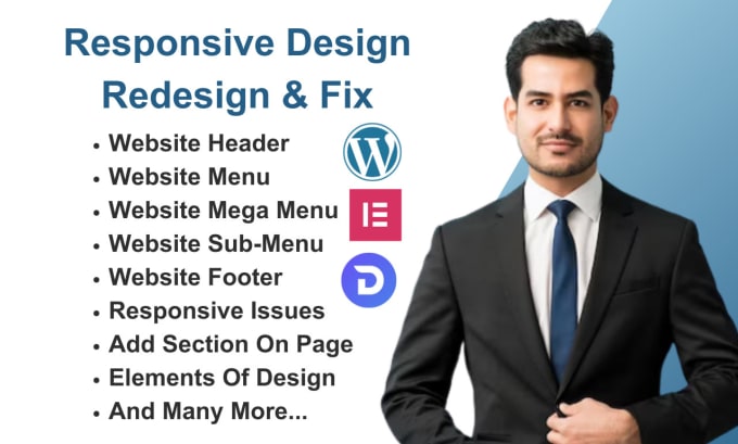 Gig Preview - Responsive design, fix header, footer and mega menu for wordpress website