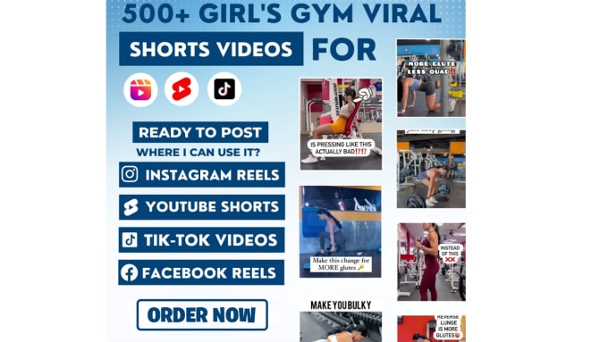 Bestseller - provide 500plus girls fitness gym youtube shorts and instagram reels