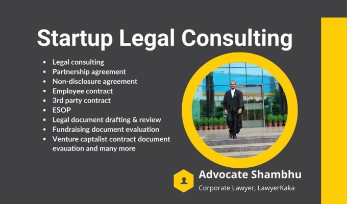 Gig Preview - Be your corporate lawyer and advisor for your startup