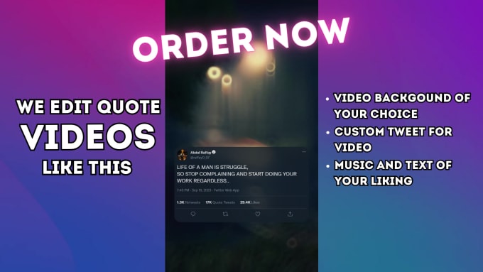 Gig Preview - Create motivational quote reels for instagram and tiktok