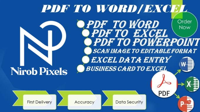 Gig Preview - Do PDF to excel, typing job, convert scan,pdf to word