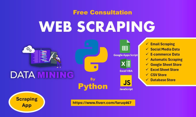 Gig Preview - Do python web scraping bot or script for data extraction