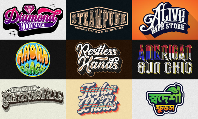 Gig Preview - Design custom retro hand lettering, retro script, typography font logo, t shirt