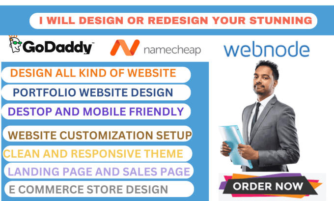 Gig Preview - Design godaddy website, namecheap website and webnode design, godaddy redesign