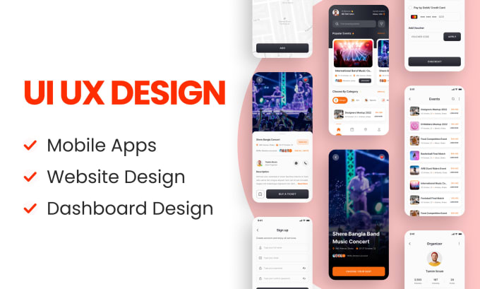 Gig Preview - Do mobile app ui ux design, website ui ux design, dashboard ui design